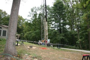 Tower Being Positioned Over Base