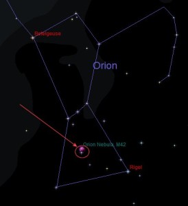 Locating Orion Nebula, M42